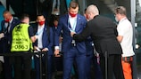 COVID test checks as the Portugal team arrives at a EURO venue