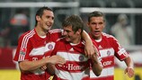 Toni Kroos celebrates with Miroslav Klose and Lukas Podolski during his Bayern debut