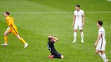 Jordan Pickford (left) reacts after Thomas Müller's missed chance for Germany