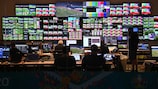 A view inside the Master Control Room of the EURO 2020 International Broadcaster Centre 