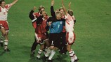 Denmark celebrate reaching the 1992 final