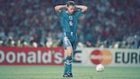 Gareth Southgate after his crucial penalty miss in the EURO '96 semi-final shoot-out