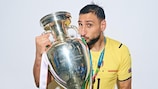 Gianluigi Donnarumma with the trophy after Sunday's final