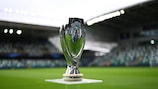 The UEFA Super Cup trophy on display at the National Football Stadium at Windsor Park 