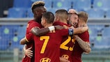 "Рома" празднует гол Брайана Кристанте в ворота "Трабзонспора"