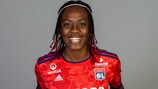 LYON, FRANCE - SEPTEMBER 09: Melvine Malard of Olympique Lyonnais poses during the UEFA Women's Champions League Portraits on September 09, 2021 in Lyon, France. (Photo by Kristy Sparow - UEFA/UEFA via Getty Images)