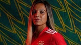 LISBON, PORTUGAL - OCTOBER 1: Lucia Alves of SL Benfica poses during the UEFA Women's Champions League Portraits at Estadio da Luz on October 1, 2021 in Lisbon, Portugal.  (Photo by Gualter Fatia - UEFA/UEFA via Getty Images)