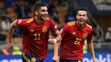 O espanhol Ferran Torres celebra um dos seus dois golos frente à Itália