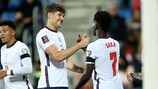 John Stones e Bukayo Saka festeggiano il secondo gol dell'Inghilterra contro Andorra