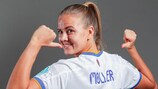 MADRID, SPAIN - OCTOBER 04: Caroline Moller of Real Madrid poses for a photo during UEFA Women's Champions League Portraits on October 04, 2021 in Madrid, Spain. (Photo by Gonzalo Arroyo - UEFA/UEFA via Getty Images)