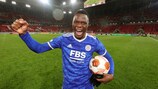 Patson Daka festeggia dopo la vittoria del Leicester in casa dello Spartak