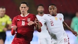 Serbia's Lukić battles with Qatar's Miguel 