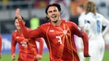 Eljif Elmas celebrates his decisive goal for Northern Macedonia