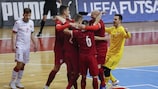 La Serbia esulta dopo un gol all'andata