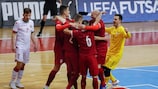 A Sérvia celebra o seu golo na primeira mão