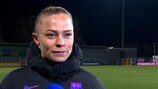 Barcelona forward Fridolina Rolfö chats to UEFA.com after her side reached the quarter-finals with victory in Hoffenheim.