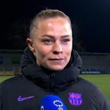 Barcelona forward Fridolina Rolfö chats to UEFA.com after her side reached the quarter-finals with victory in Hoffenheim.