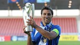 Braga captain Daniel Simões with the trophy after the 2010/11 UEFA Regions' Cup final