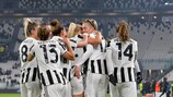 L'esultanza di Lina Hurtig con le compagne dopo il primo gol della Juventus contro il Servette