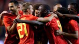 Il Belgio festeggia il gol del pari nell'1-1 contro l'Olanda in un'amichevole del 2018
