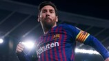 Lionel Messi celebrates a 2018/19 quarter-final goal for Barcelona 
