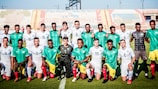 Under-17 players from Ethiopia and Israel line up before a 2021 friendly between the two nations