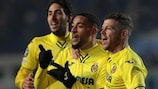 Villarreal celebrate a UEFA Champions League group stage goal against Atalanta
