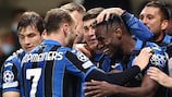 L'Atalanta esulta per un gol nella fase a gironi di UEFA Champions League 