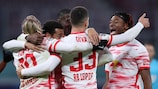 Leipzig celebrate a UEFA Champions League group stage goal