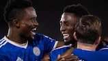 Leicester celebrate a UEFA Europa League group stage goal