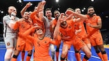 Hosts Netherlands celebrate their opening win on Wednesday