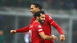 Mohamed Salah bejubelt sein Tor zum 2:0 für Liverpool 