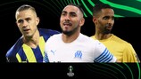 Dimitris Pelkas del Fenerbahçe, Marseille's Dimitri Payet del Marsella y Amahl Pellegrino del Bodø/Glimt