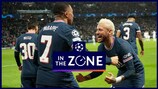 Kylian Mbappé celebra com Neymar após marcar o golo da vitória do Paris ante o Real Madrid
