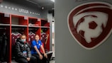 Latvia's dressing room ahead of a women's international game
