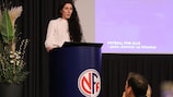 Lise Klaveness addresses the NFF assembly