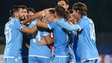 San Marino celebrate a European Qualifiers goal against Poland