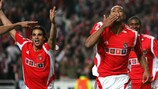 Luisão celebrates his goal for Benfica against Liverpool in the 2005/06 round of 16