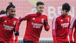 Adel Taarabt (centre) in training with Benfica on Monday morning