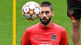 Atleti's Yannick Carrasco in training on Tuesday morning