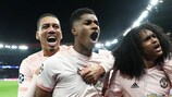 Manchester United celebrate their historic comeback in Paris