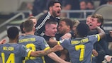 Feyenoord reached the last four after a thrilling tie against Slavia Praha