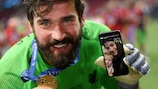 Alisson with his medal following the 2019 UEFA Champions League final