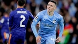 Phil Foden celebrates his goal in the first leg