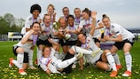 Germany  celebrate with the trophy following their Women's Under-17  final win against Austria in 2019