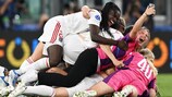 Lyon celebrate winning the 2021/22 UEFA Women's Champions League final.