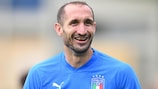 Giorgio Chiellini in training ahead of his 117th and final Italy game