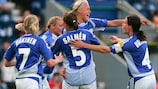 Finland celebrate their goal against Germany in the 2005 semi-finals