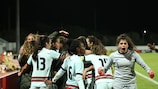 Portugal celebrate a goal at the 2022 Algarve Cup