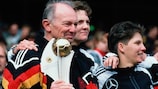 Germany coach Gero Bisanz with the trophy in 1995